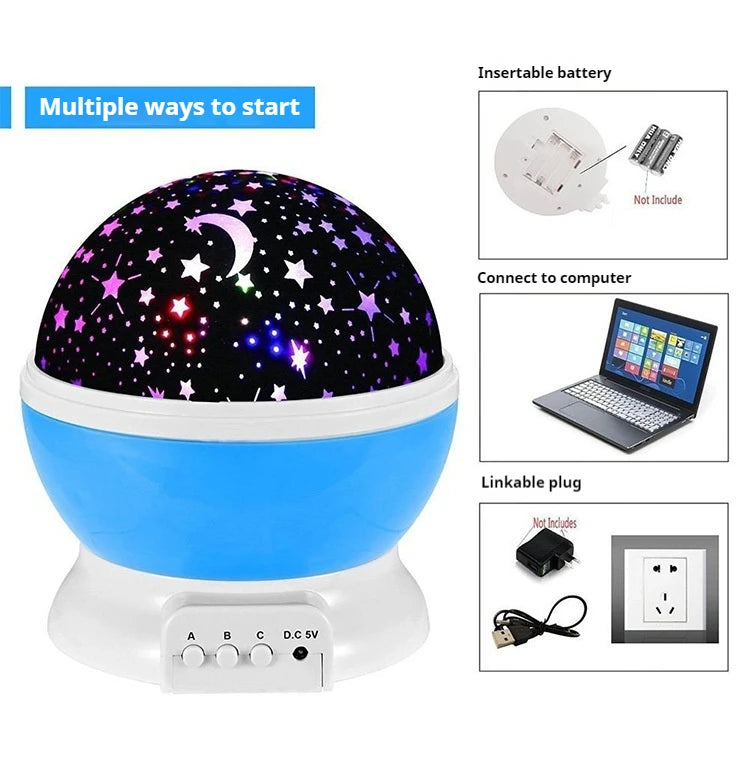 LED Galaxy Lamp 360° Rotating Nebula Effect Starry Sky Projector E27 for Kids Bedroom Decor Birthday Gifts