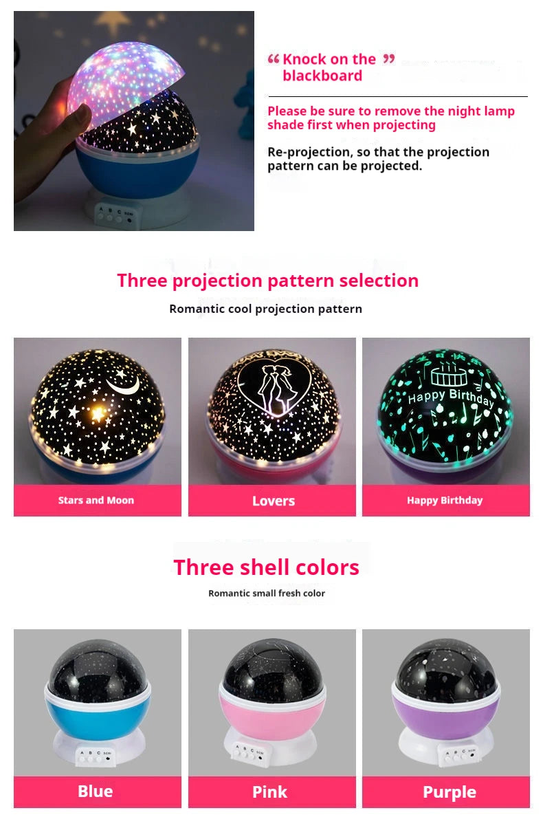 LED Galaxy Lamp 360° Rotating Nebula Effect