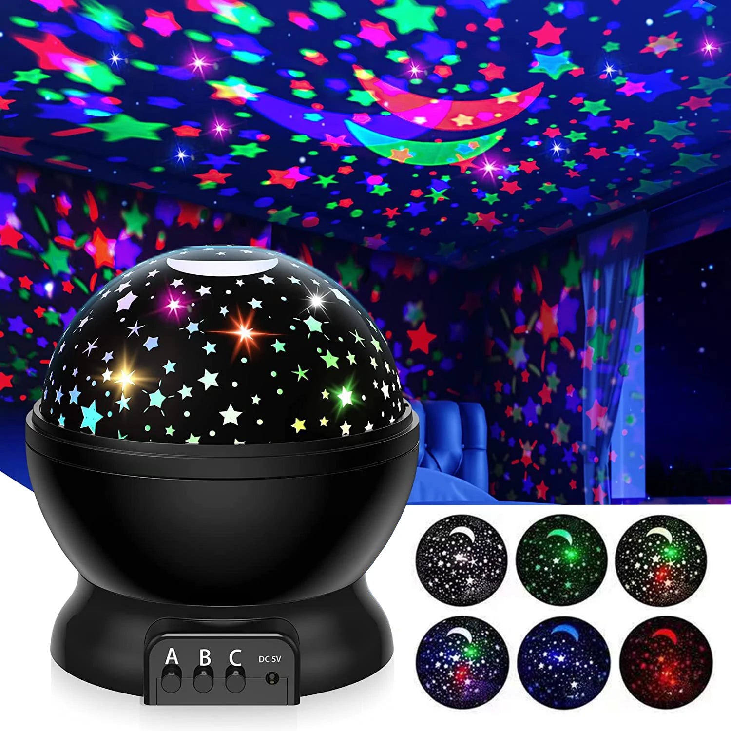 LED Galaxy Lamp 360° Rotating Nebula Effect Starry Sky Projector E27 for Kids Bedroom Decor Birthday Gifts