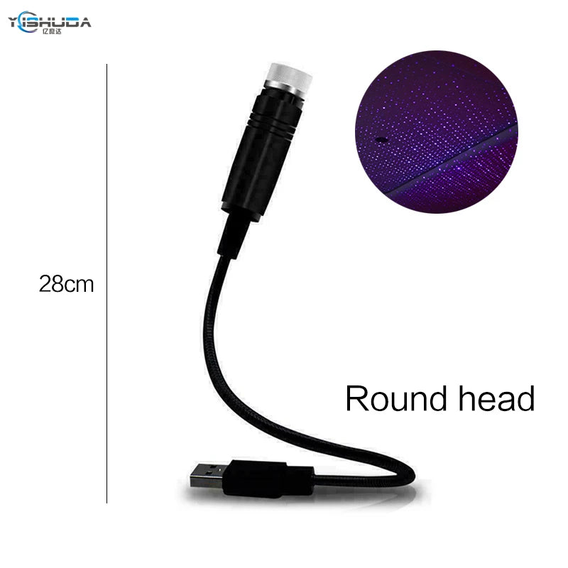 UniversalLED Car Roof Star Night Light Projector Atmosphere Galaxy Lamp USB Decorative Lamp Adjustable Multiple Lighting Effects