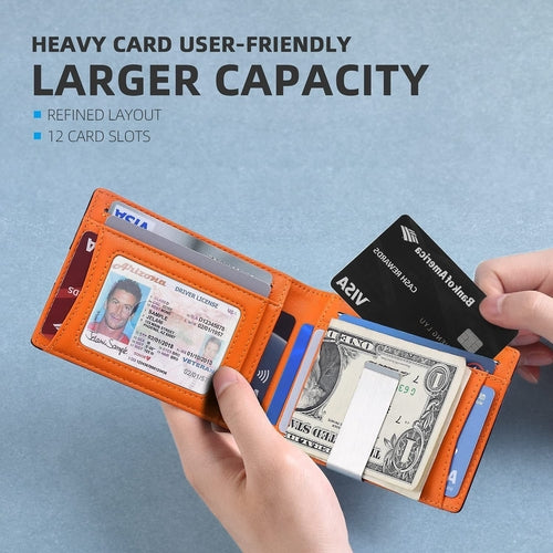 Foreign trade leather anti-theft RFID card holder men's US dollar card
