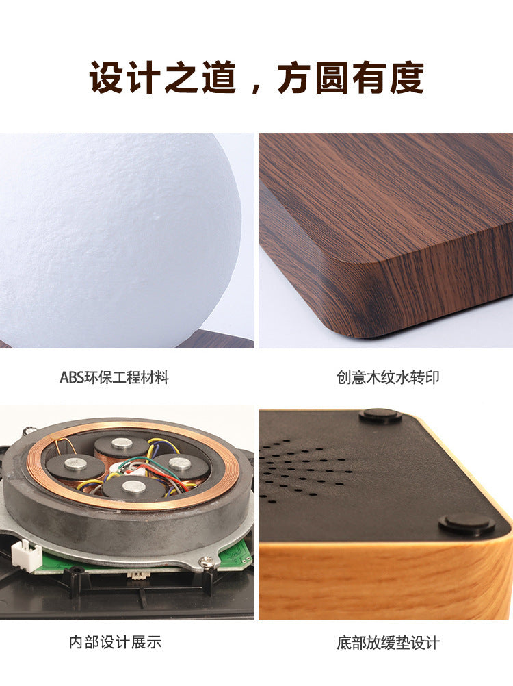 Levitating Moon Magnetic Floating Night Light Creative Table 3D Printed LED Lamp with Wooden Base Night Light Magnetic Moonlight