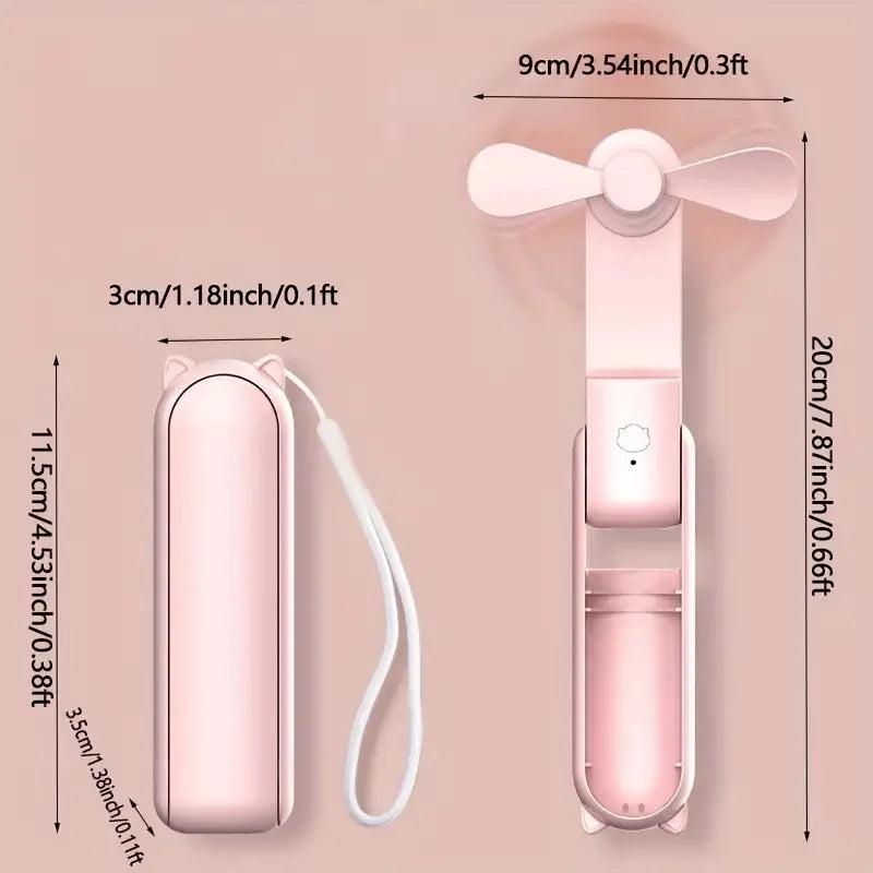 Portable Mini Fan Rechargeable, 3-speed,for Women