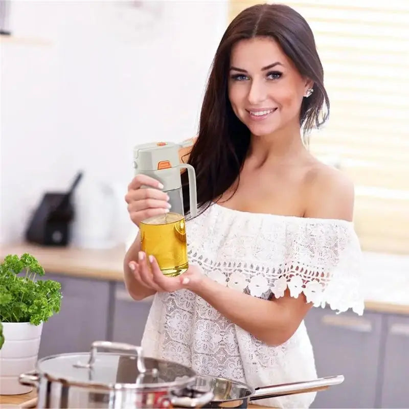 AA81-Oil Bottle For Cooking - Glass Olive Oil Sprayer And Pourer, Ideal For Grilling, Baking, And Salad Dressing