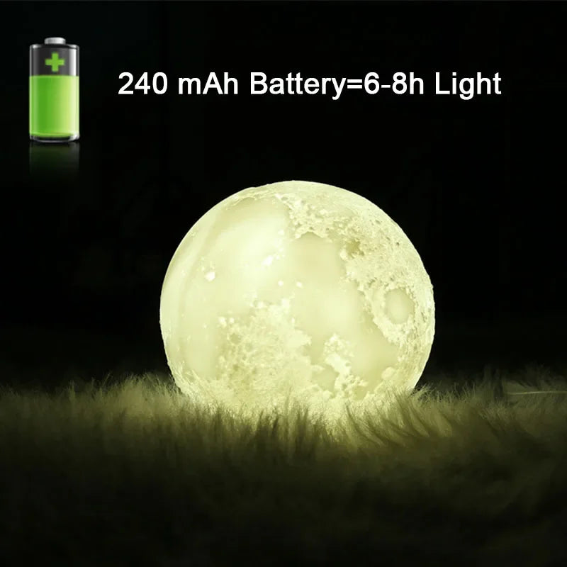 3D Moon Air Humidifier 880ML LED Night Light USB Rechargeable Home Essential Oil Aroma Diffuser Cool Mist Maker Purifier