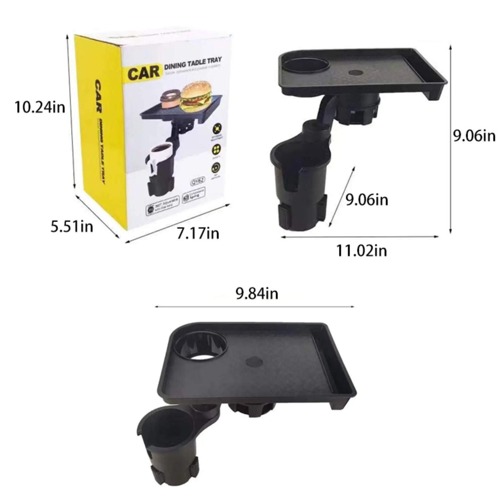 Universal Car Cup Holder Tray Adjustable Dual Cup Holder Auto