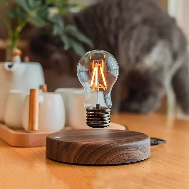 3D Levitating Moon LED Night Light Magnetic Floating Table Lamp with Wooden Base Multi-Color Temperature Settings Creative Gift