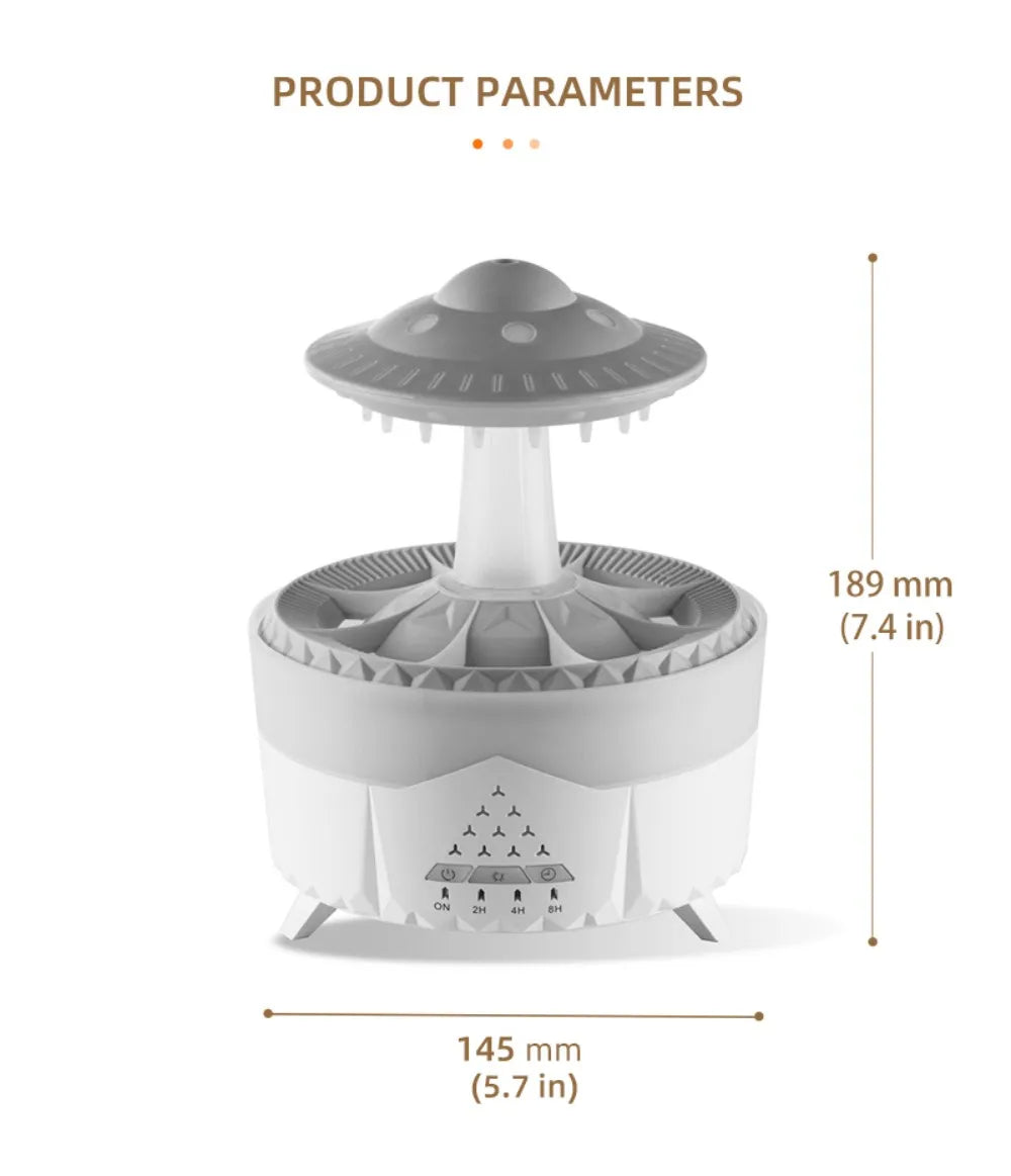 UFO Umbrella Essential Oils Diffuser Large Capacity Humidifier Christmas Jellyfish Aroma Diffuser Raindrop Sleeping Night Lights