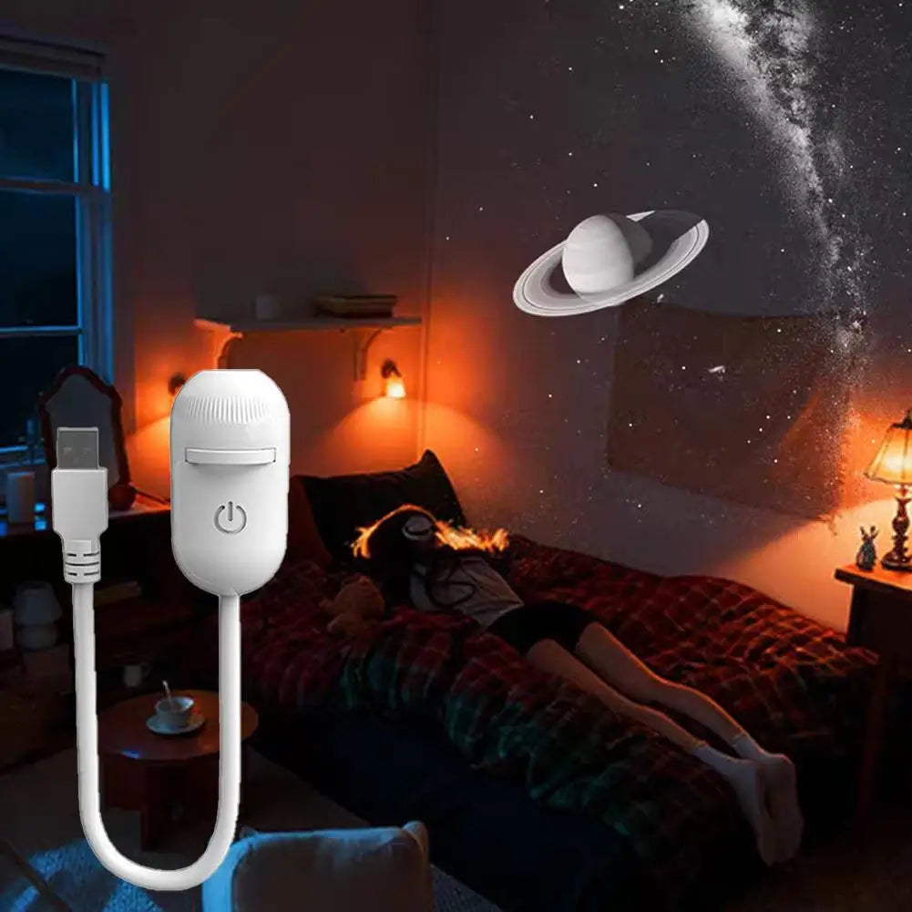 Romantic 2-in-1 Rotatable Galaxy Star Projector Portable USB LED Night Light Sleep Atmosphere Lamp Home Wedding Party Decoration