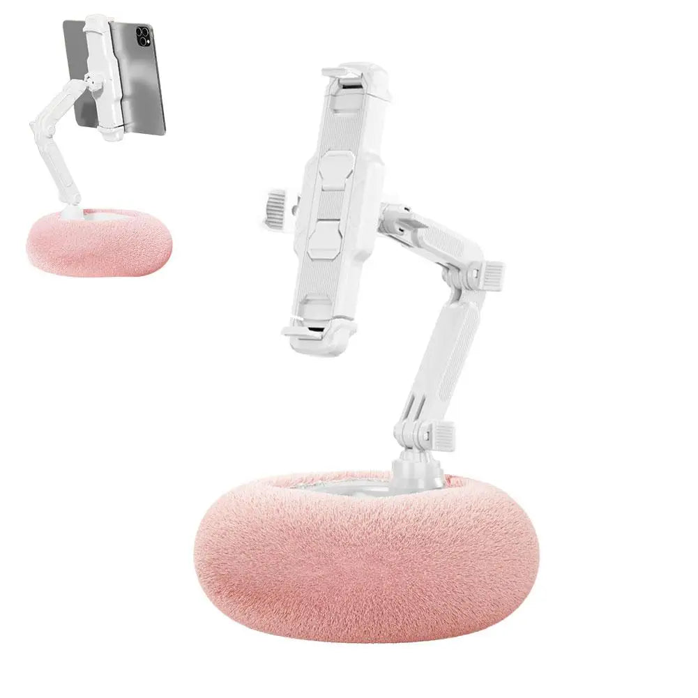 Plush Pillow Mobile Phone / Tablet Holder Desktop Stand Adjustable Length