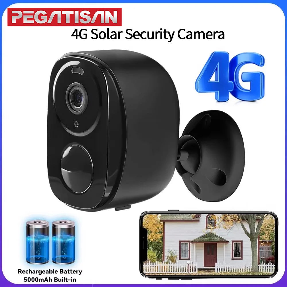 5MP 4G Solar Security Camera 2K HD Wireless Outdoor Color Night Vision Battery Powered Support PIR Waterproof Two-Way Audio