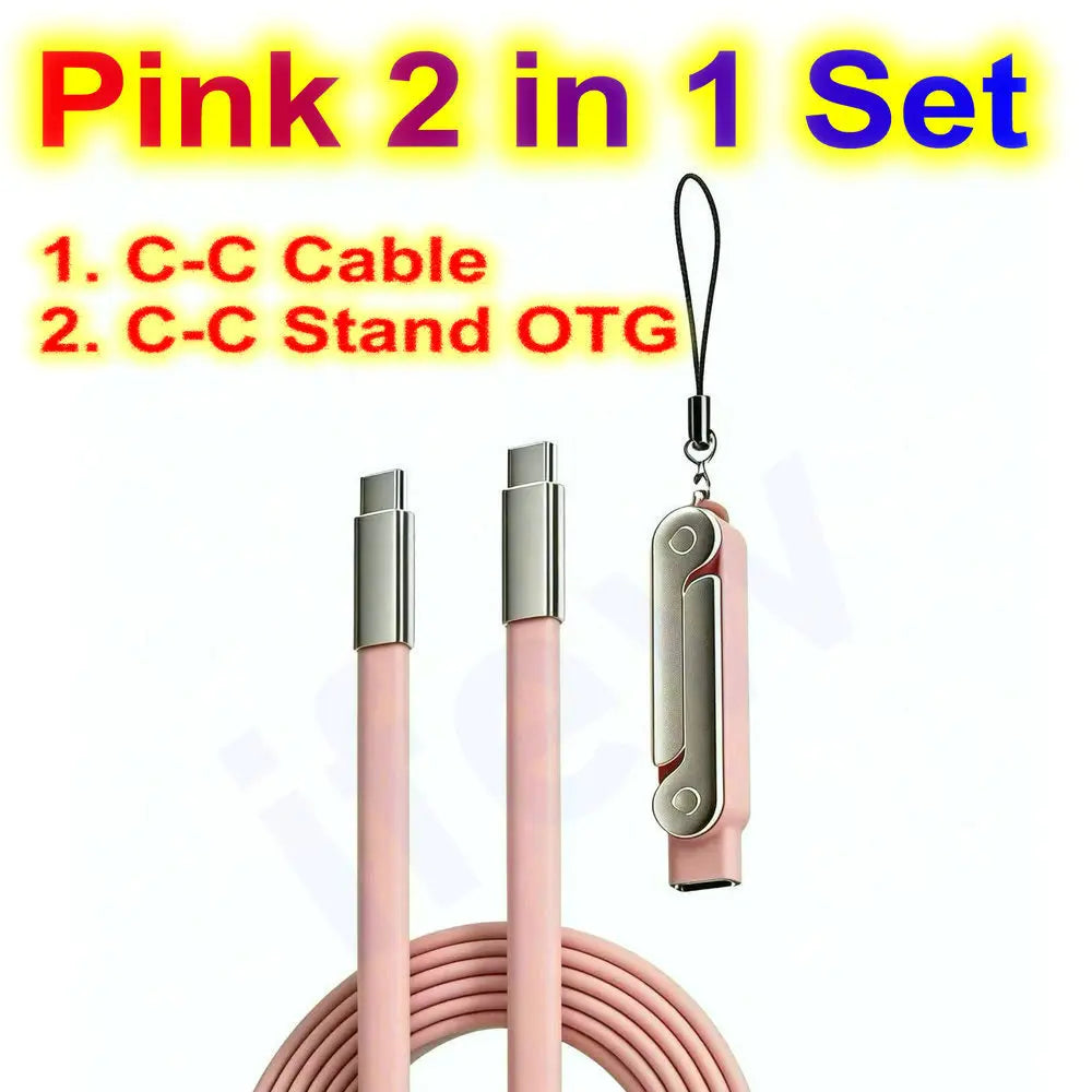 USB Type C Flat Charger Charging Cable C Kick Cable Stand Invisible Support Foldable Phone Holder 240W Charge Bracket For iPhone