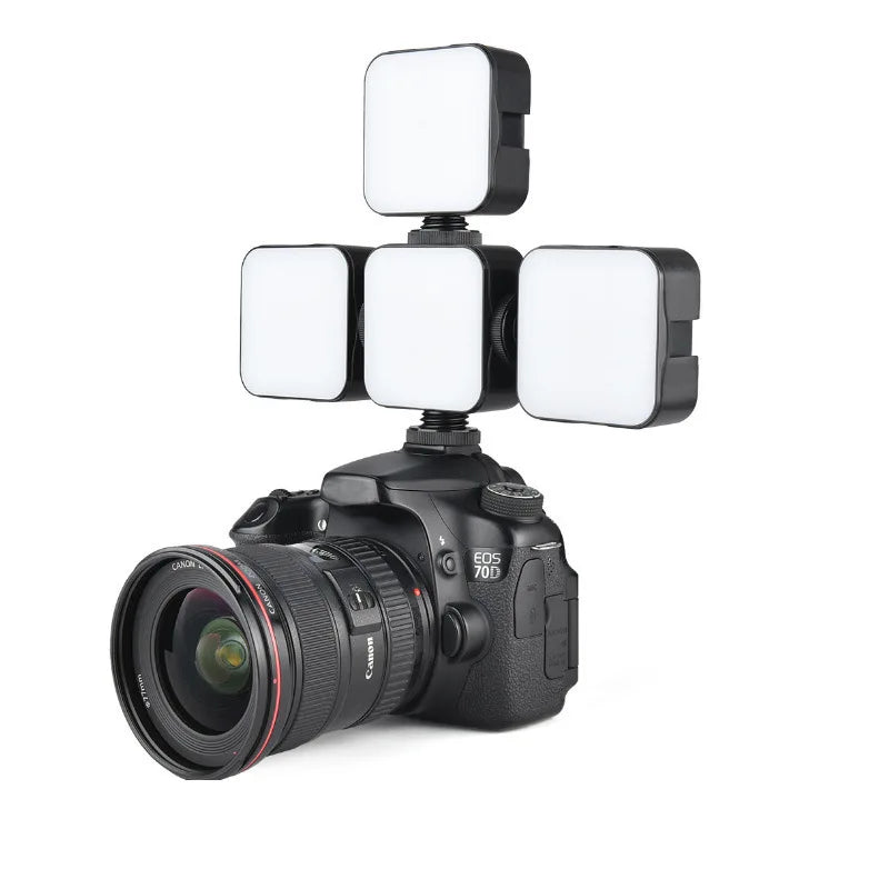 Mini Portable LED Video Light Photography Lighting 6500K Mobile Phone Selfie Livestreaming Fill Lamp with 3 Cold Shoe Vlog Lamp