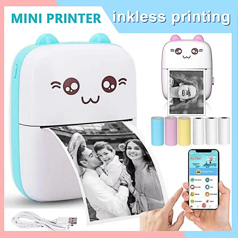 Mini Printer  Portable Thermal Printer HD Pocket Photo Printer With IOS & Android Wireless Photo Printing Tags For Gifts/Home