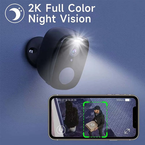 5MP 4G Solar Security Camera 2K HD Wireless Outdoor Color Night Vision Battery Powered Support PIR Waterproof Two-Way Audio