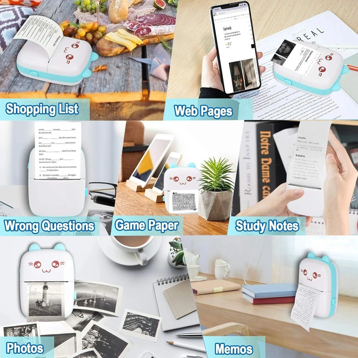 Mini Printer  Portable Thermal Printer HD Pocket Photo Printer With IOS & Android Wireless Photo Printing Tags For Gifts/Home