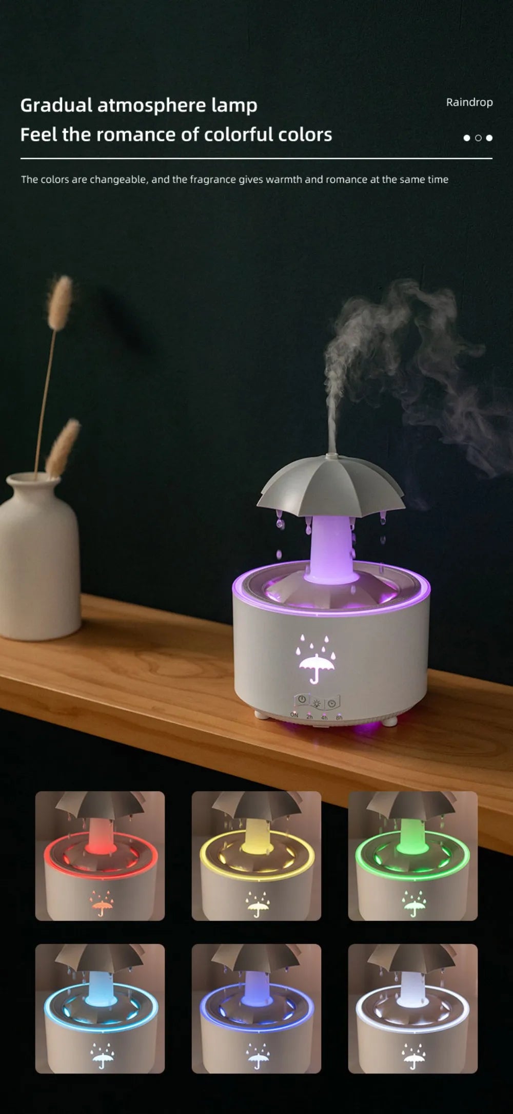 UFO Umbrella Essential Oils Diffuser Large Capacity Humidifier Christmas Jellyfish Aroma Diffuser Raindrop Sleeping Night Lights
