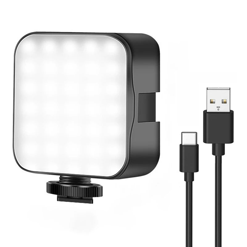 Mini Portable LED Video Light Photography Lighting 6500K Mobile Phone Selfie Livestreaming Fill Lamp with 3 Cold Shoe Vlog Lamp