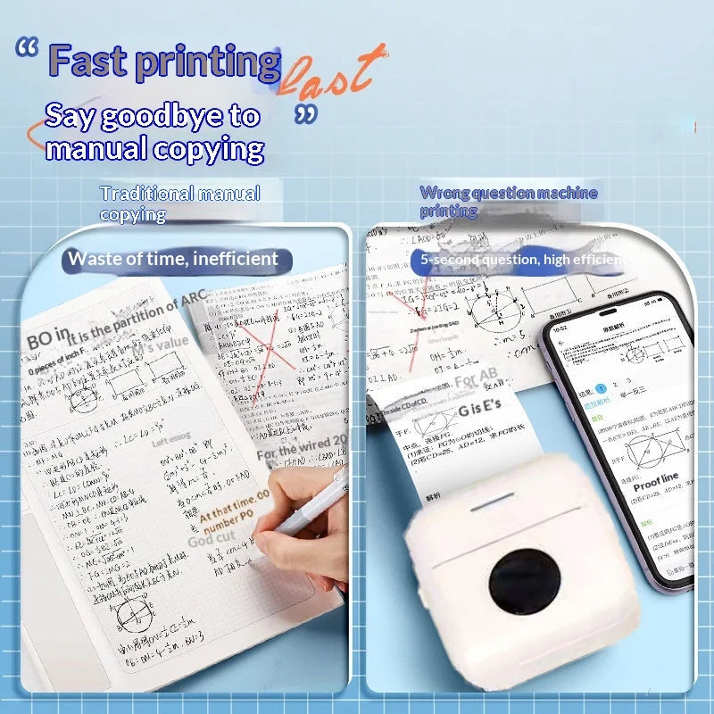 Mini Portable Thermal Printer Wireless Pocket Photo Label Printer for Home Office Daily Learning Use