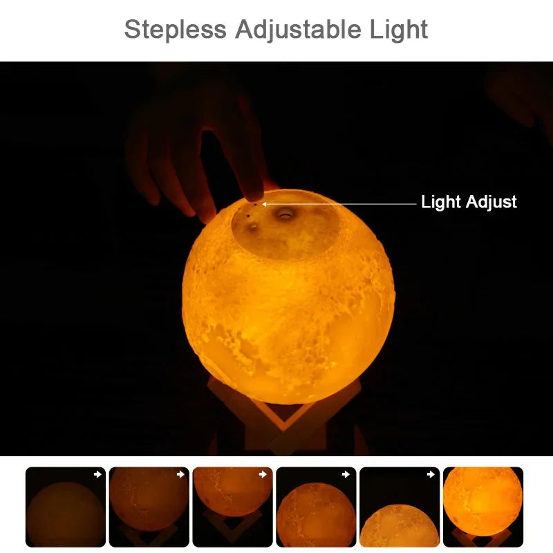 3D Moon Air Humidifier Night Light Rechargeable