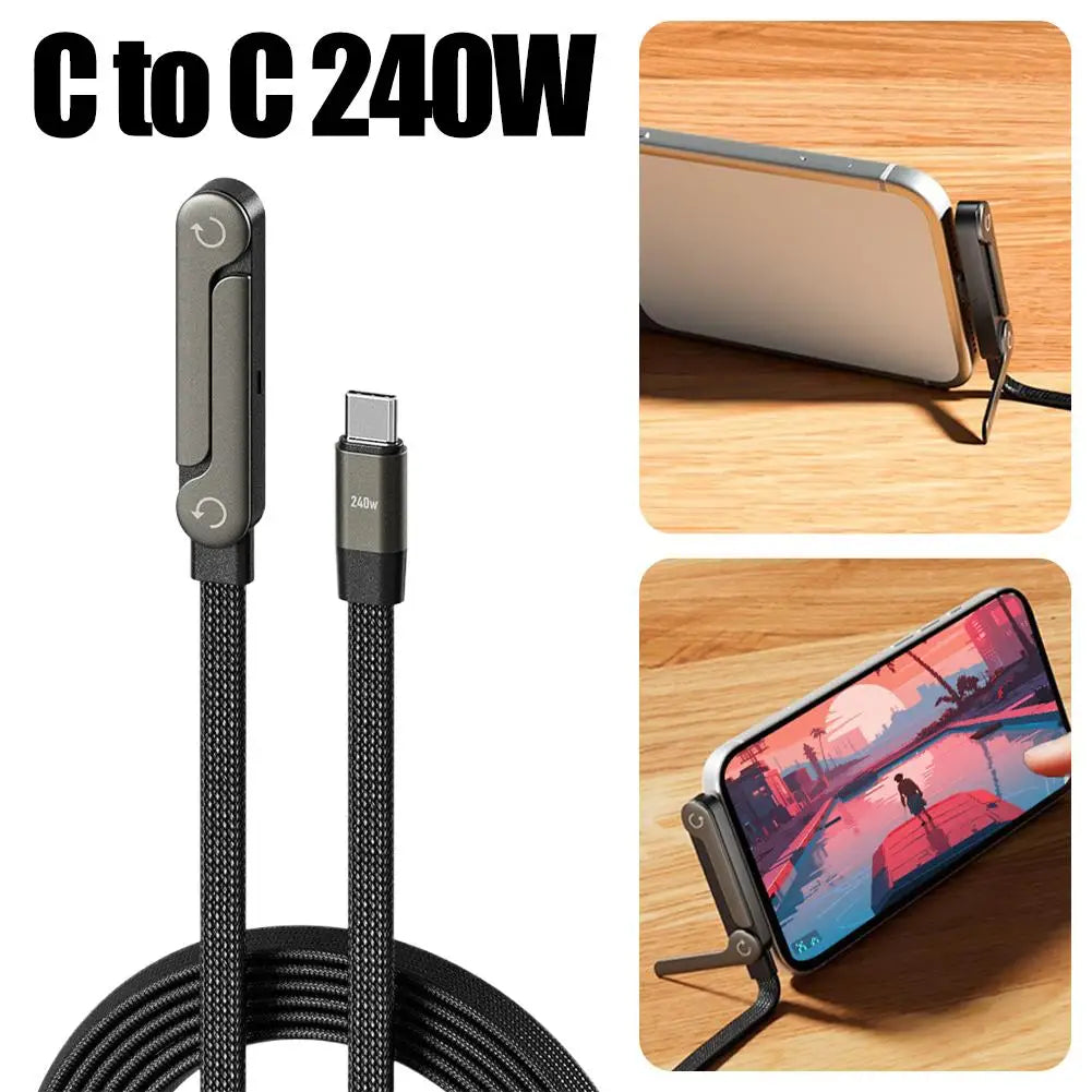 Chargestand 2-in-1 Cable,240W Fast Charging Cable USB Type C USB A,Holder Charger Cable with Stand Charging Cables