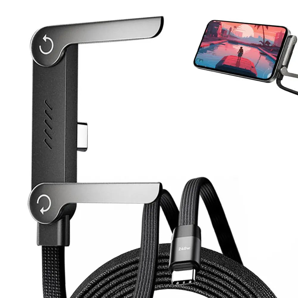 Chargestand 2-in-1 Cable,240W Fast Charging Cable USB Type C USB A,Holder Charger Cable with Stand Charging Cables