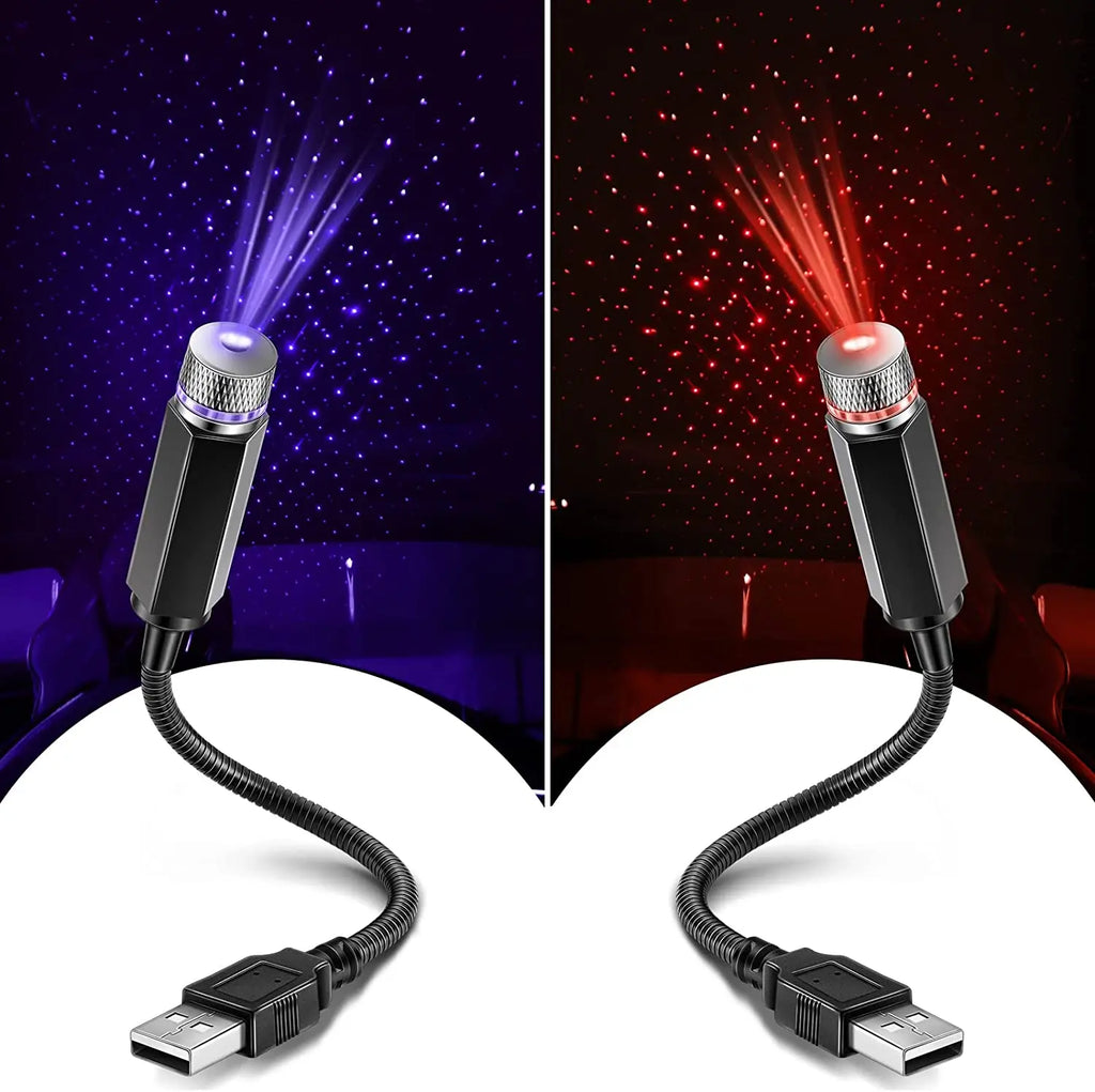 LED Car Roof Star Night Light Projector Atmosphere Galaxy Lamp USB Decorative Adjustable for Auto Roof Room Ceiling Decor