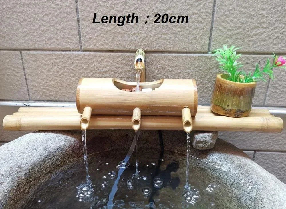 Bamboo Aquarium Water Recycling Feng Shui Decoration Tube Water Fountain Stone Trough Filter Office Desktop Furnishings