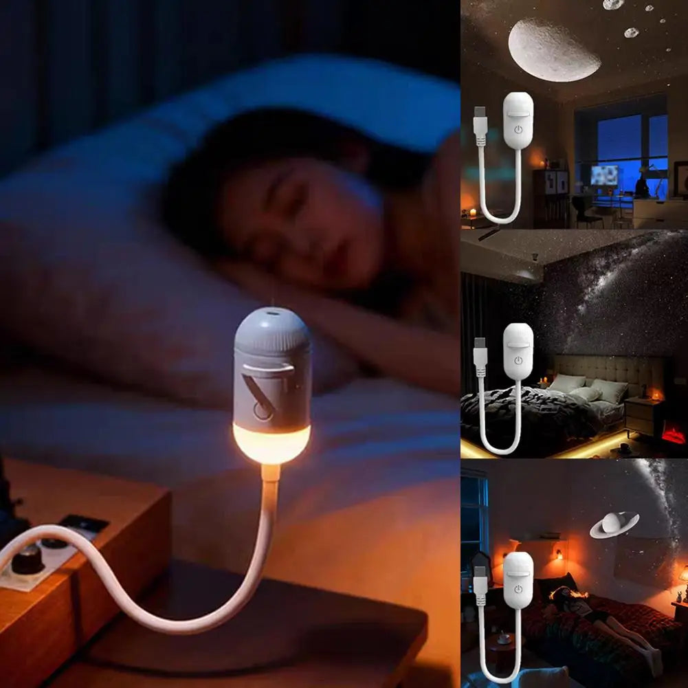 Romantic 2-in-1 Rotatable Galaxy Star Projector Portable USB LED Night Light Sleep Atmosphere Lamp Home Wedding Party Decoration