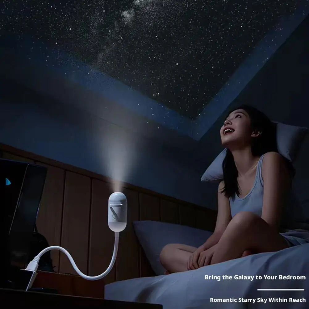 Romantic 2-in-1 Rotatable Galaxy Star Projector Portable USB LED Night Light Sleep Atmosphere Lamp Home Wedding Party Decoration