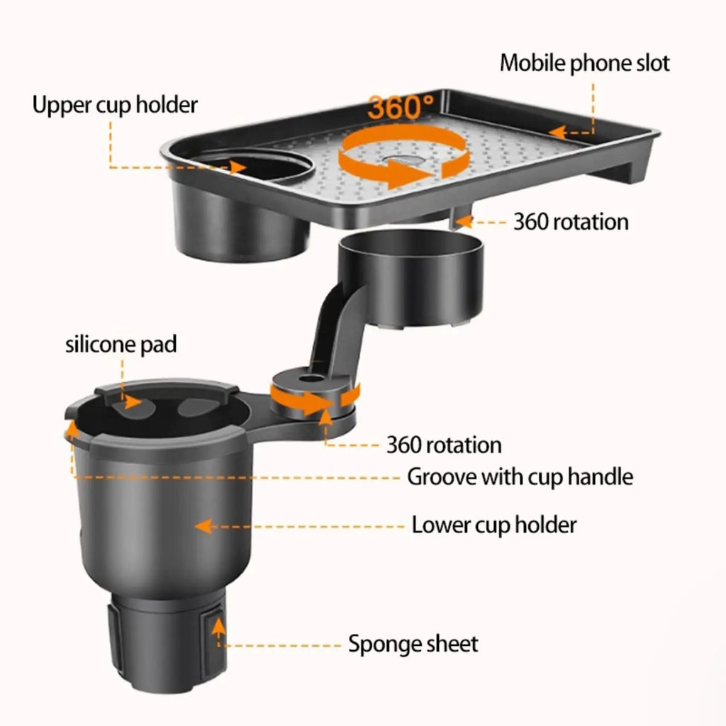 Universal Car Cup Holder Tray Adjustable Dual Cup Holder Auto