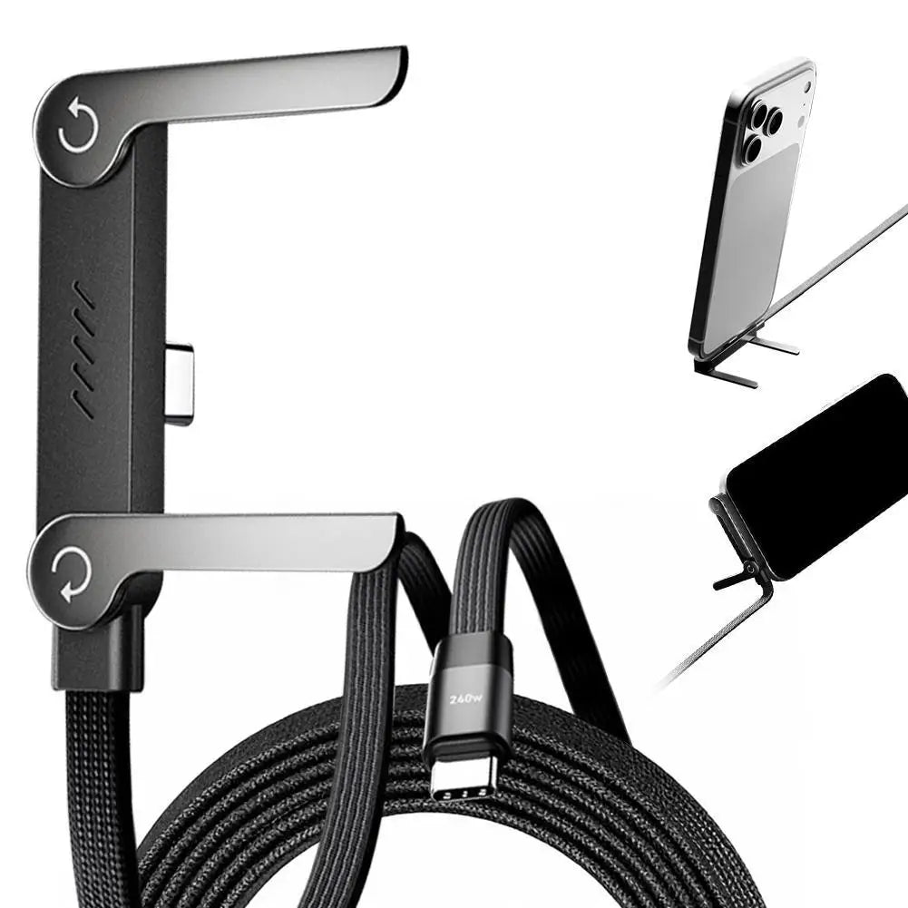 Chargestand 2-in-1 Cable,240W Fast Charging Cable USB Type C USB A,Holder Charger Cable with Stand Charging Cables