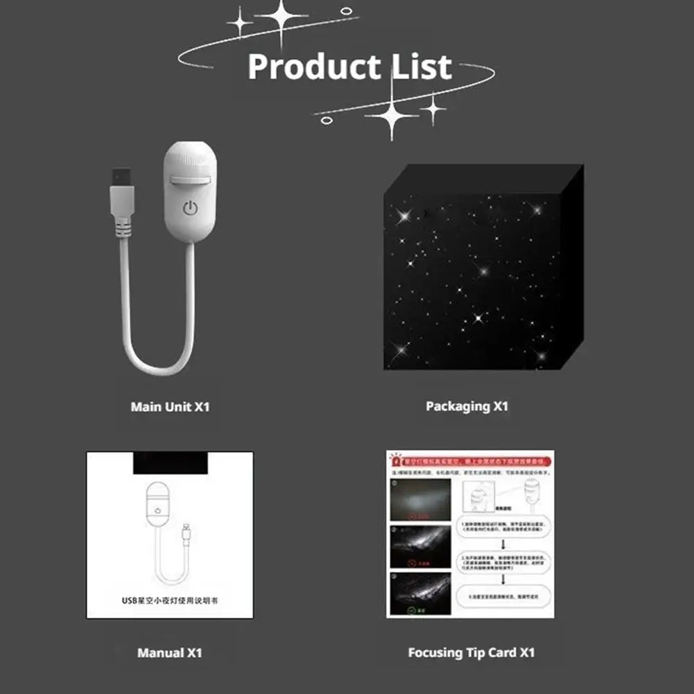 Romantic 2-in-1 Rotatable Galaxy Star Projector Portable USB LED Night Light Sleep Atmosphere Lamp Home Wedding Party Decoration