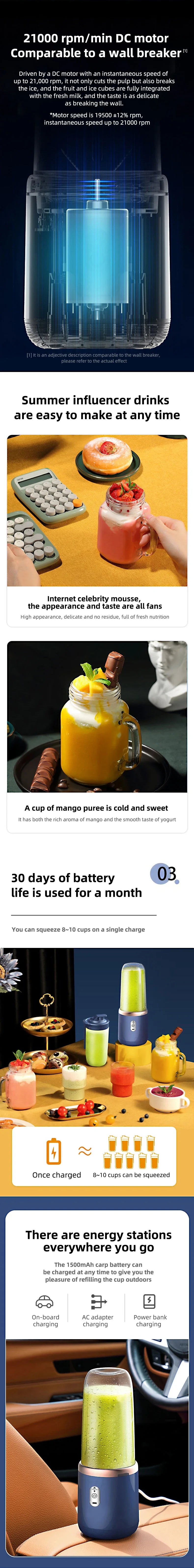 Portable Blender Bottle Electric Fresh Juice Smoothie Blender