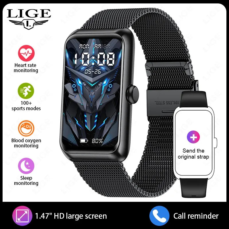 LIGE Fashion Full Touch Screen Smart Watch Women Call Reminder Women's Bracelet 100+ Sports Mode Heart Rate Monitor Smartwatch