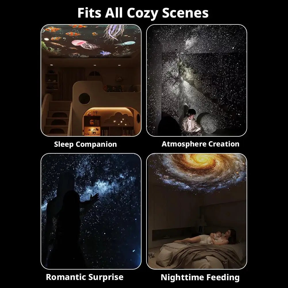 Romantic 2-in-1 Rotatable Galaxy Star Projector Portable USB LED Night Light Sleep Atmosphere Lamp Home Wedding Party Decoration