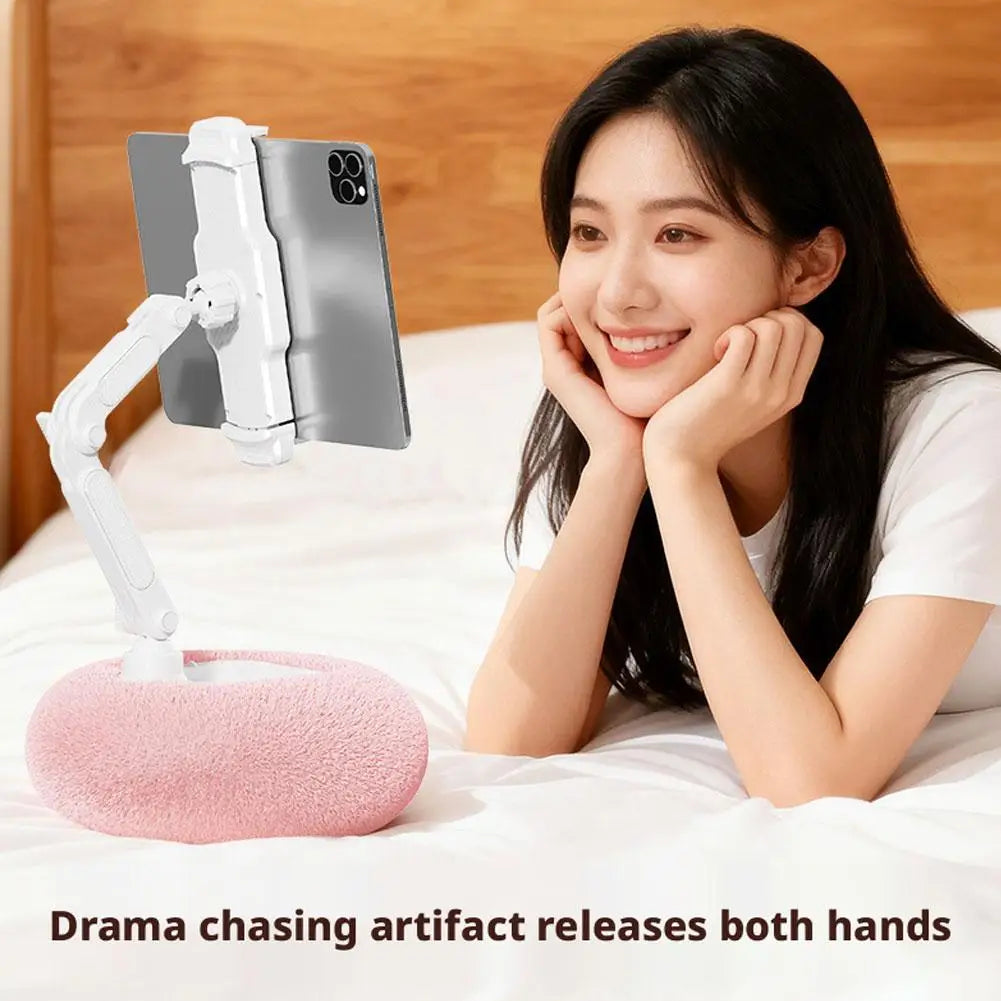 Plush Pillow Mobile Phone / Tablet Holder Desktop Stand Adjustable Length