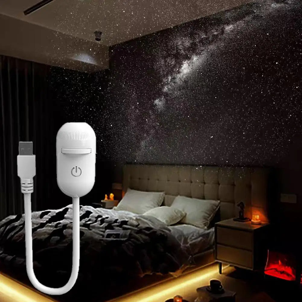 Romantic 2-in-1 Rotatable Galaxy Star Projector Portable USB LED Night Light Sleep Atmosphere Lamp Home Wedding Party Decoration