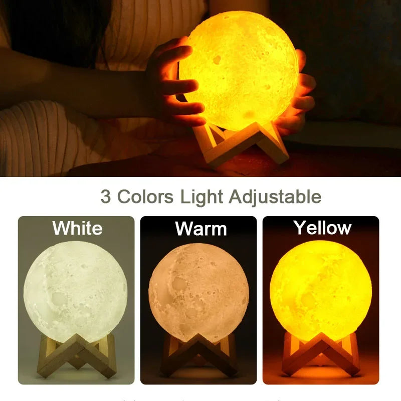 3D Moon Air Humidifier 880ML LED Night Light USB Rechargeable Home Essential Oil Aroma Diffuser Cool Mist Maker Purifier
