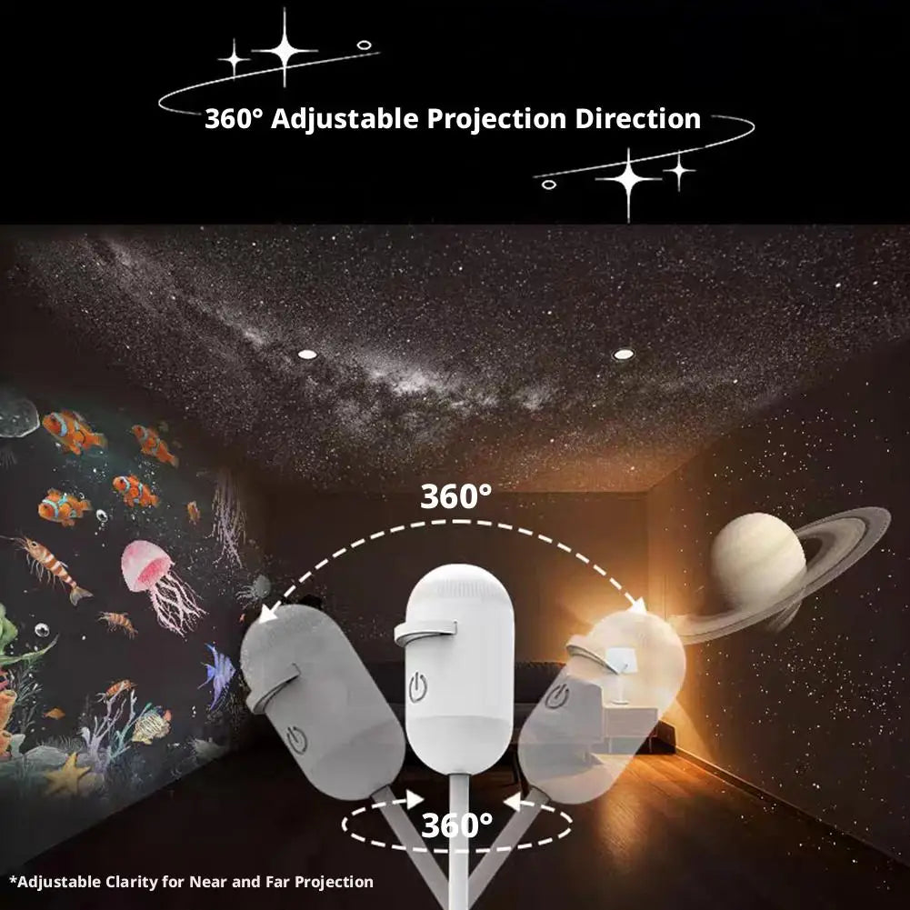 Romantic 2-in-1 Rotatable Galaxy Star Projector Portable USB LED Night Light Sleep Atmosphere Lamp Home Wedding Party Decoration