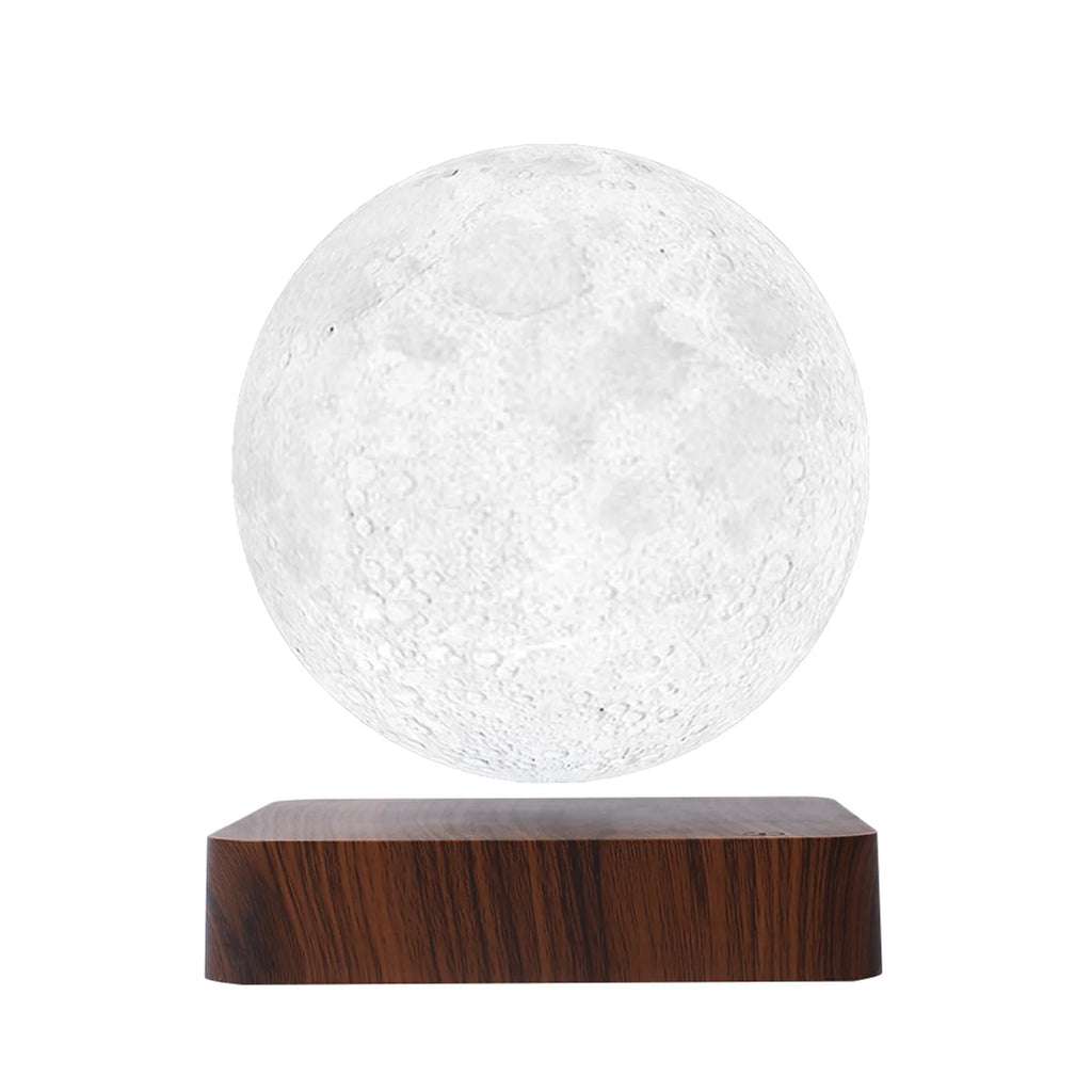 Levitating Moon Magnetic Floating Night Light Creative Table 3D Printed LED Lamp with Wooden Base Night Light Magnetic Moonlight