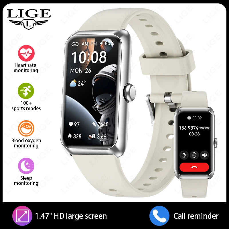 LIGE Fashion Full Touch Screen Smart Watch Women Call Reminder Women's Bracelet 100+ Sports Mode Heart Rate Monitor Smartwatch