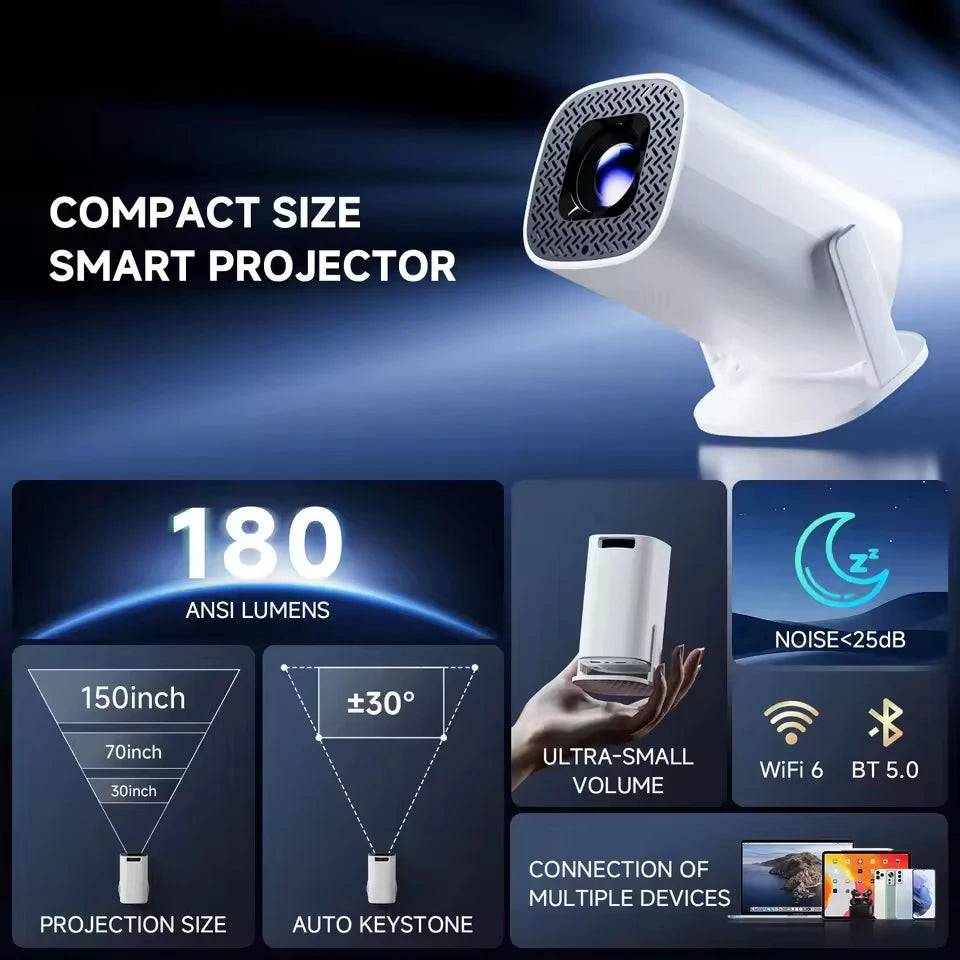 Portable P30PRO Mini Projector Linux System WiFi6 BT 5.0 Support 4K 1280*720P Smart Home Cinema Outdoor Portable Projector 2026