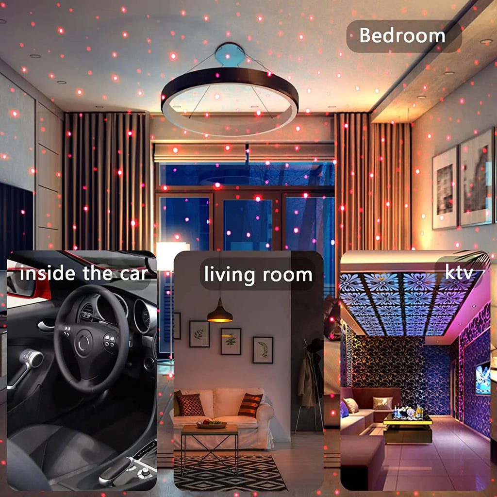 LED Car Roof Star Night Light Projector Atmosphere Galaxy Lamp USB Decorative Adjustable for Auto Roof Room Ceiling Decor