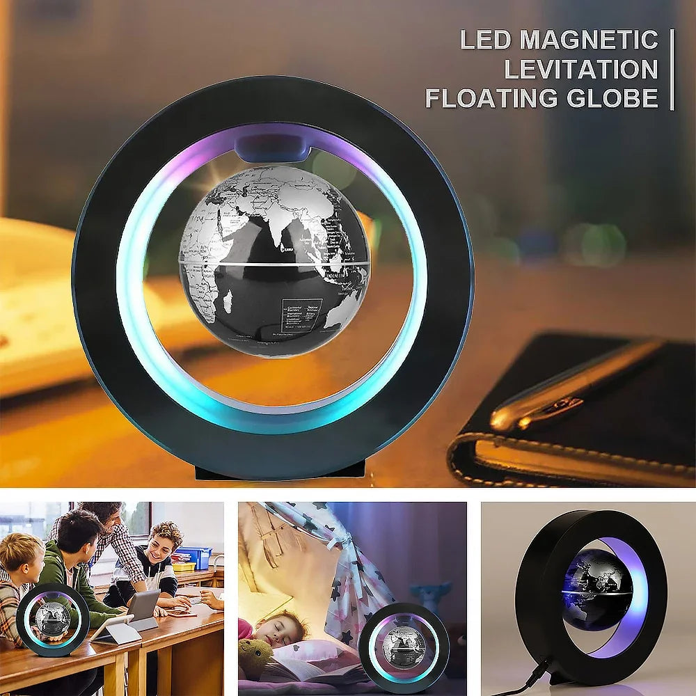 Floating Globe Levitating World Map Rotating Ornament LED Lamp for Bedside Light Novelty Floating Lamp Magnetic Levitation Globe