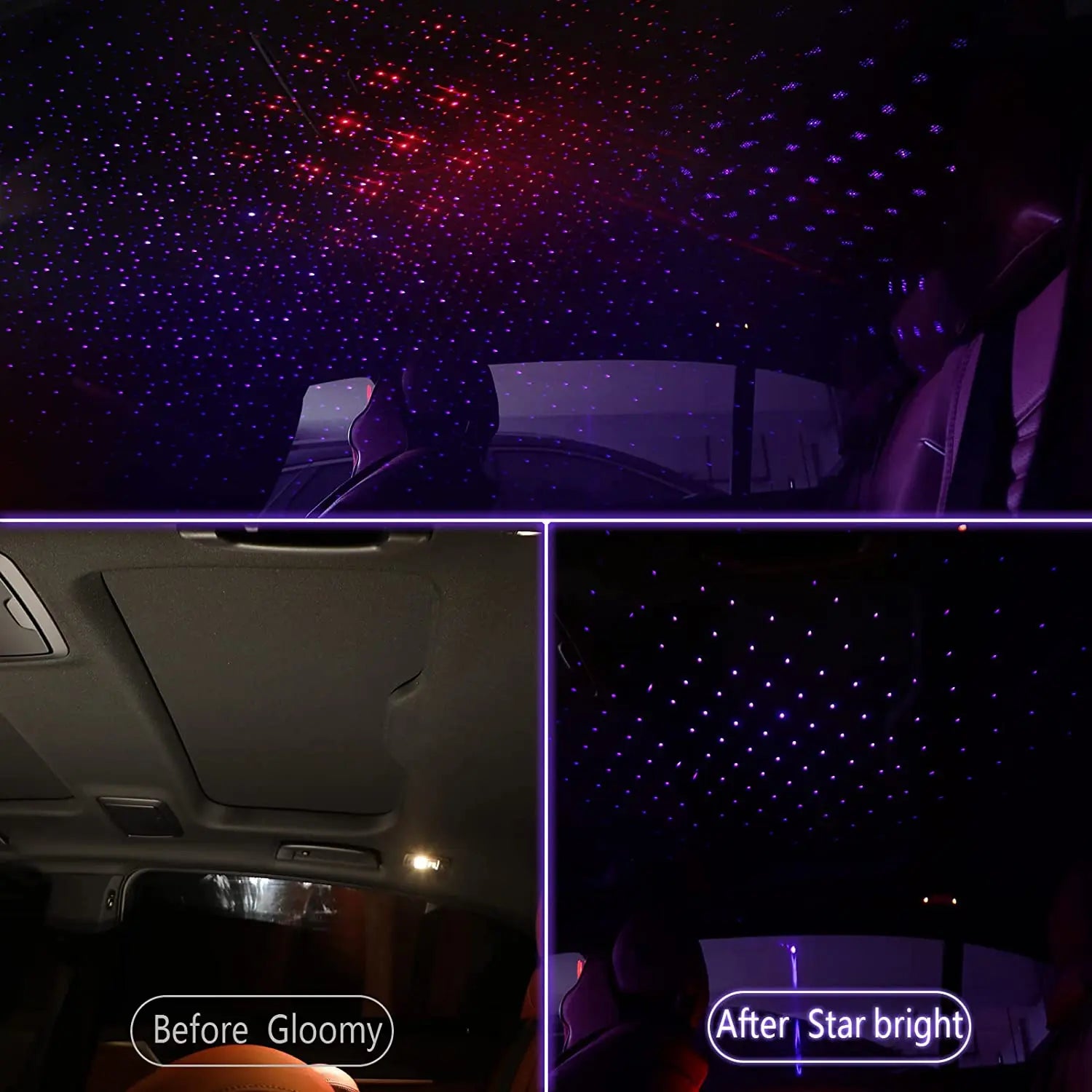 LED Car Roof Star Night Light Projector Atmosphere Galaxy Lamp USB Decorative Adjustable for Auto Roof Room Ceiling Decor