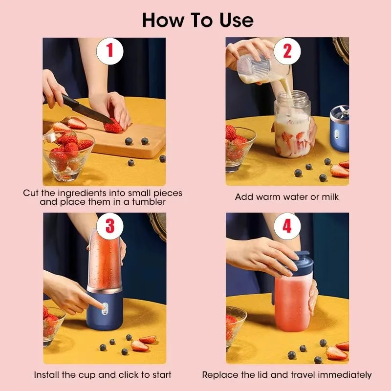 Portable Fruit Juice Blenders  Personal Electric Mini Bottle