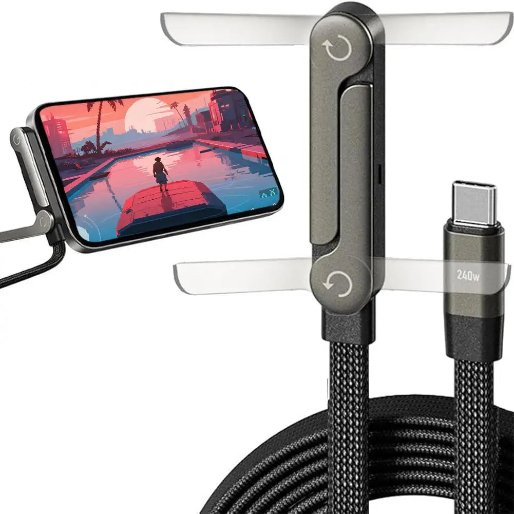 Chargestand 2-in-1 Cable,240W Fast Charging Cable USB Type C USB A,Holder Charger Cable with Stand Charging Cables