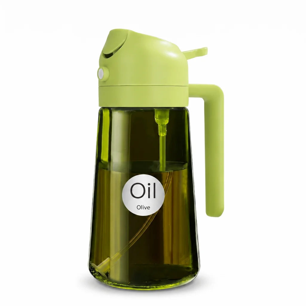 16oz Oil Dispenser Bottle for Kitchen, 2 in 1 Olive Oil Dispenser and Oil Sprayer, 470ml Olive Oil Spray Bottle for Cooking