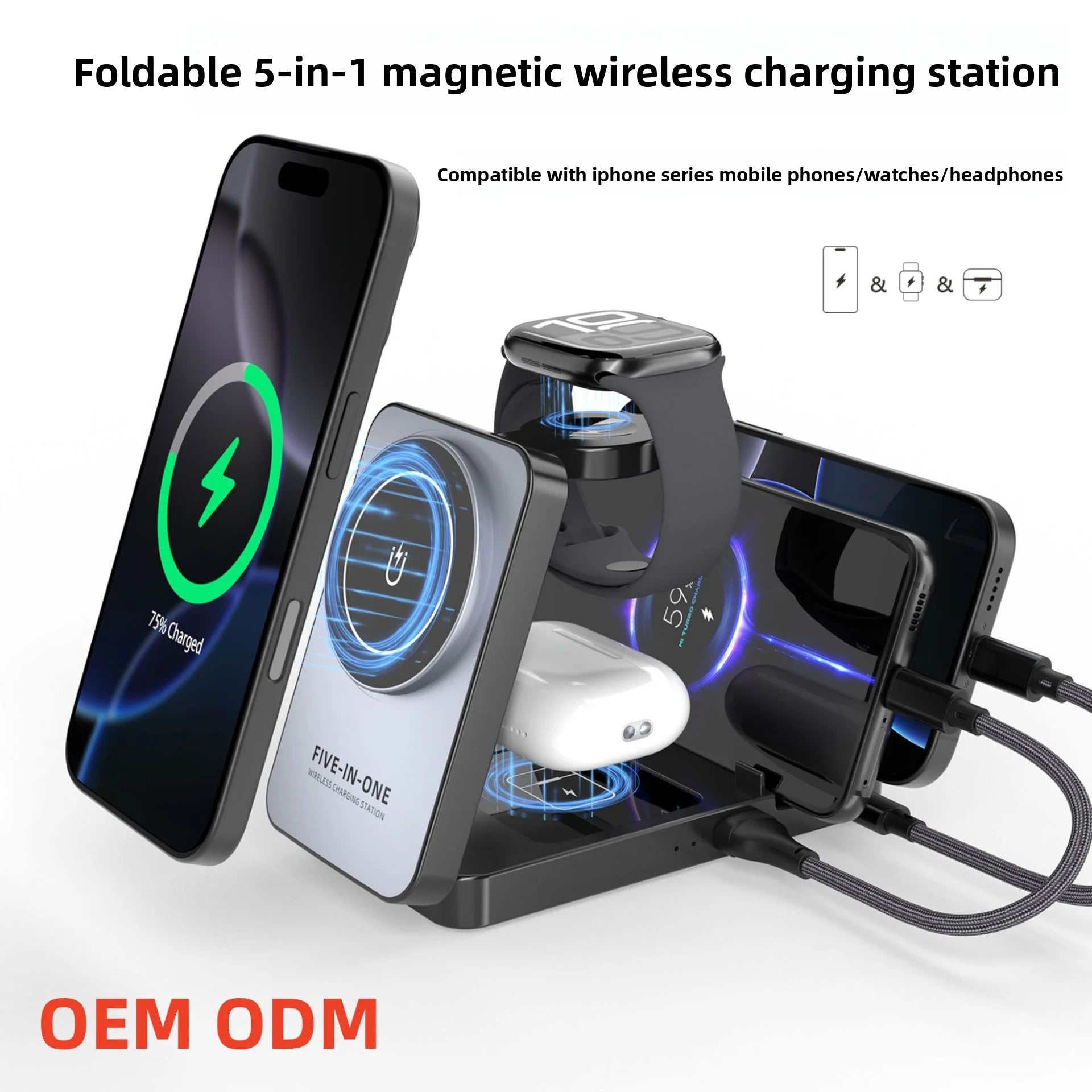 Multifunctional Foldable 5-In-1 Phone Watch Earphone Magnetic